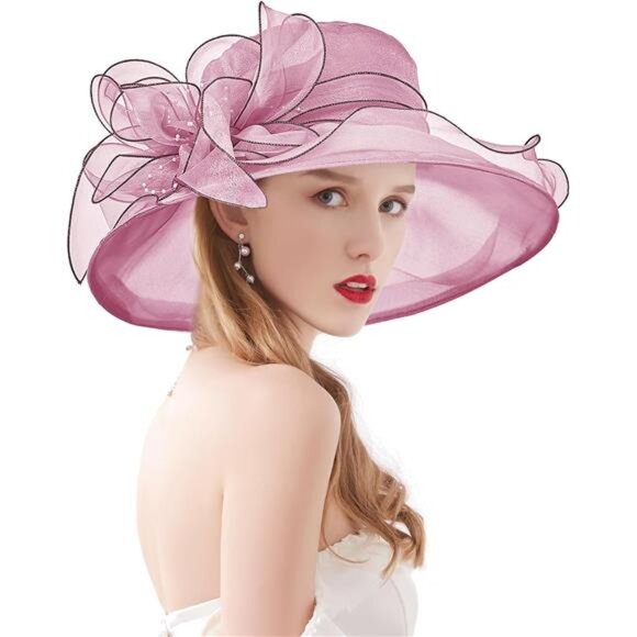 Organza Church Fascinator Hats 023a Pink